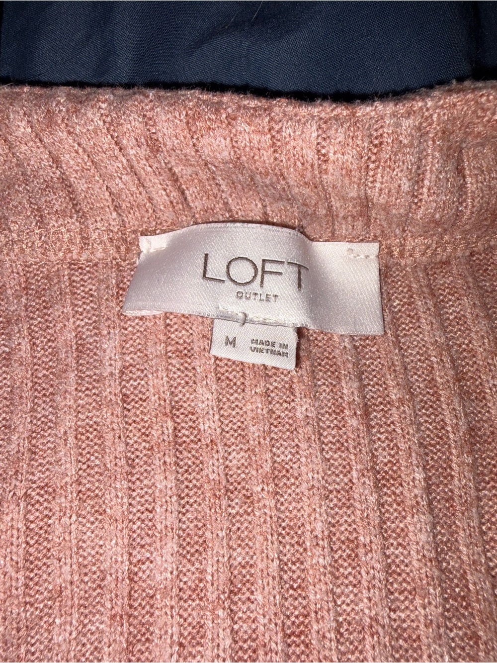 LOFT Ribbed Button-Front Cardigan in Rose - Picture 2 of 3